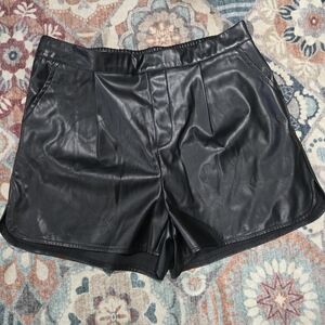 Luvamia Black Faux Leather Women's Shorts